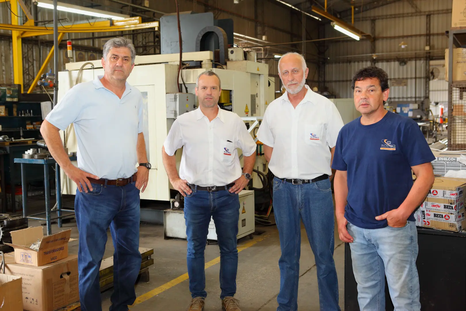 Directivos de RODEG en la planta industrial de El Trébol, Santa Fe