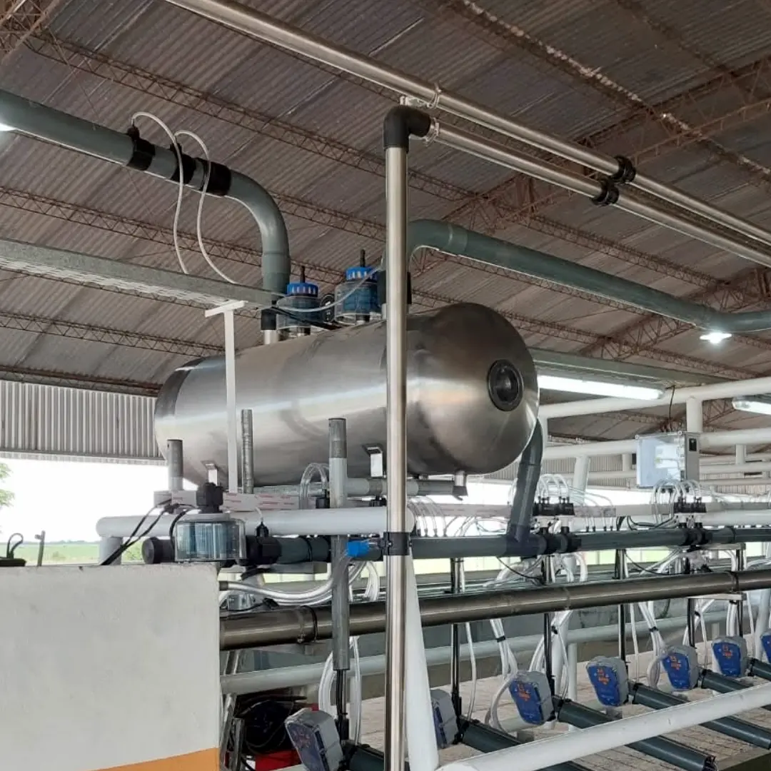 Pulmón de vacío instalado en la sala de ordeño